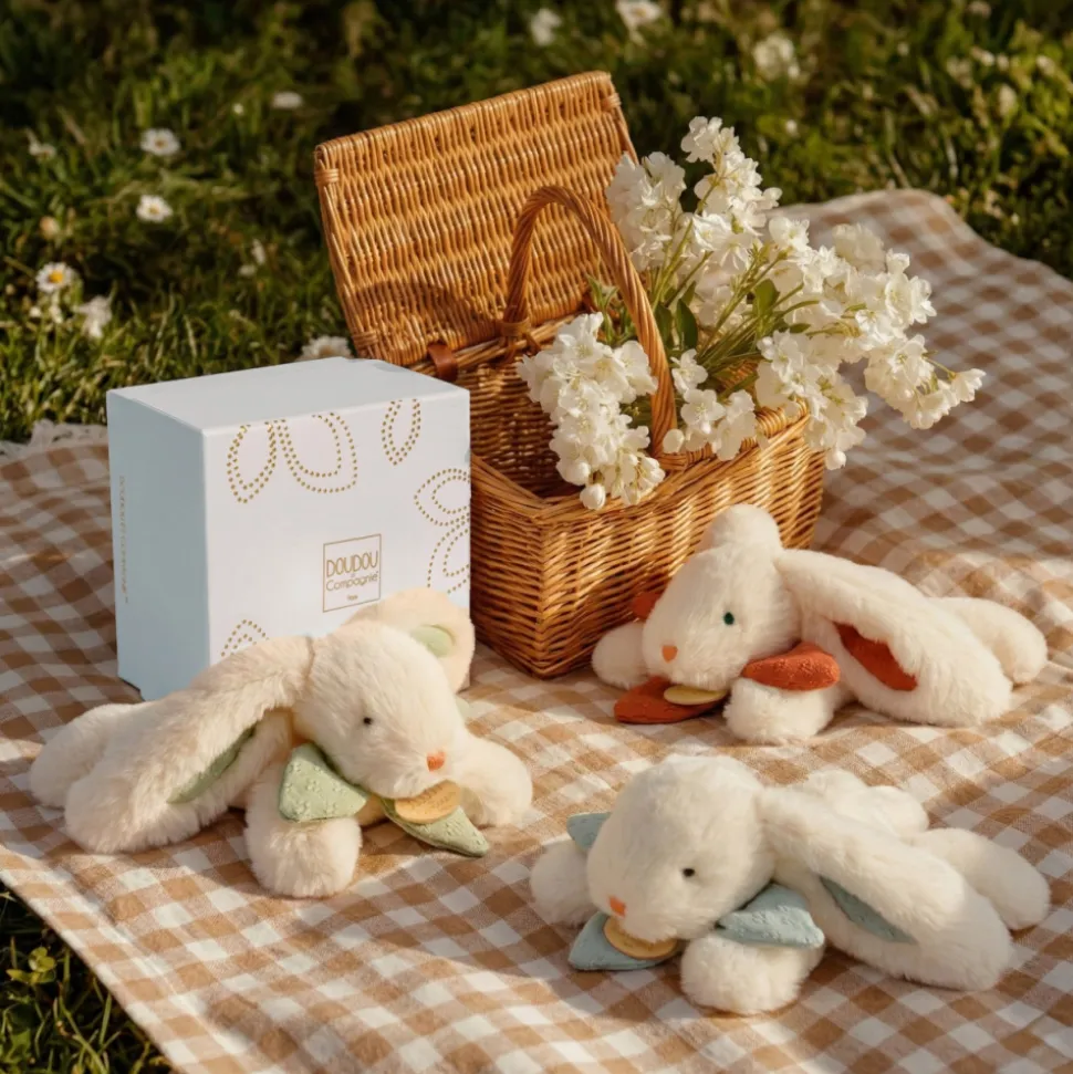 Doudou pantin lapin bonbon 20 cm sauge