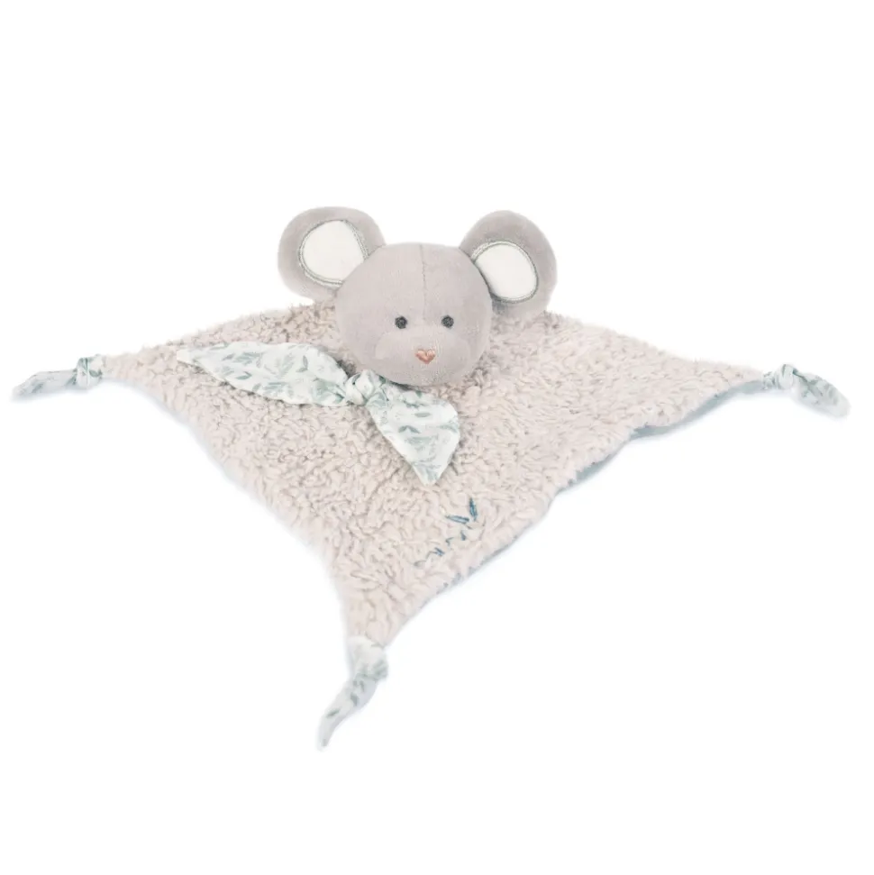 Doudou plat botanic souris vert olive