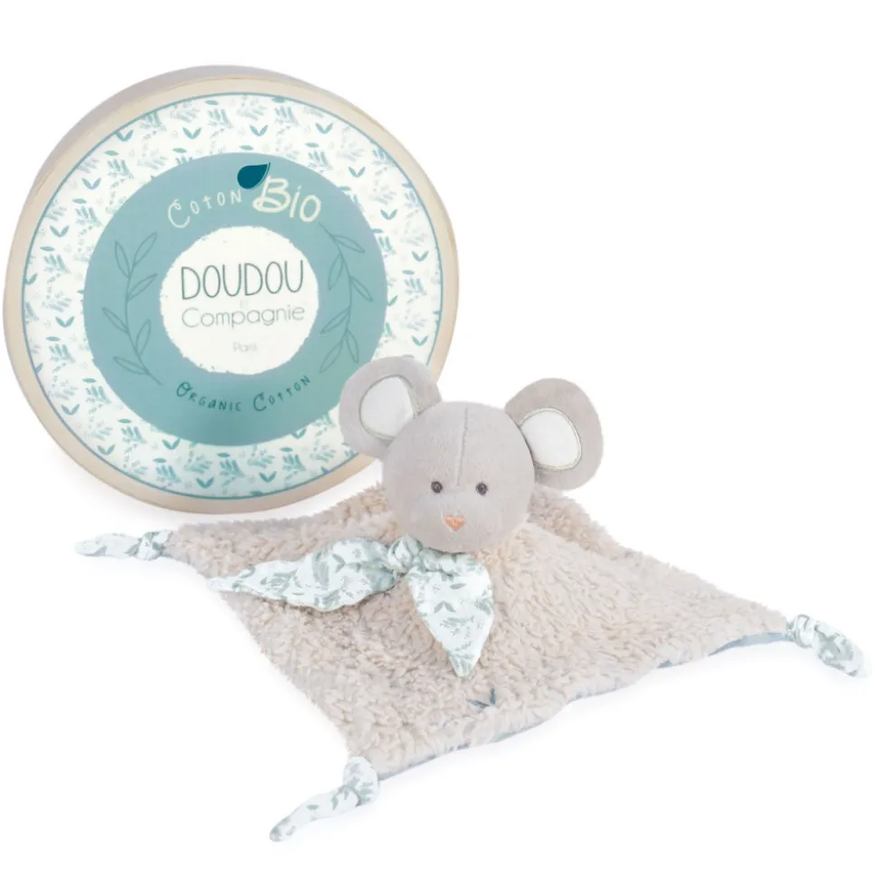 Doudou plat botanic souris vert olive
