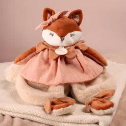 Doudou plat 29 cm mina la renarde