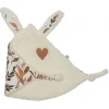 Doudou plat lapin petit cœur ivoire et feuillages
