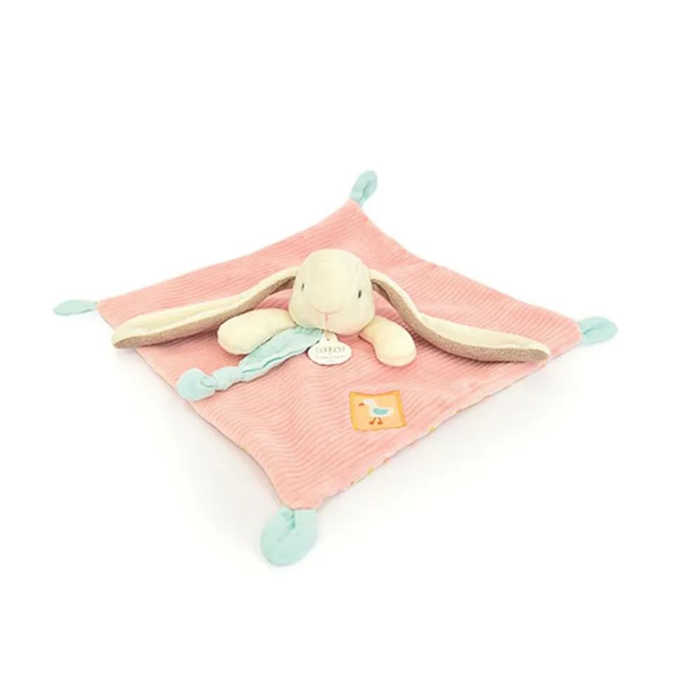 Doudou plat lapin rose