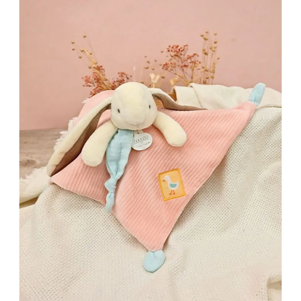 Doudou plat lapin rose