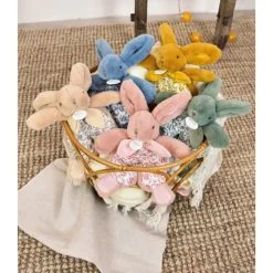 Doudou plat lapin vert sauge lapin doudou 18 cm