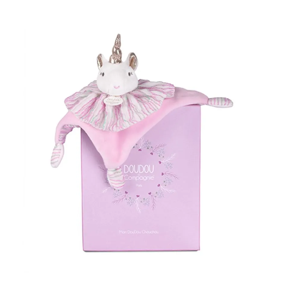 Doudou plat les chouchoux 20 cm licorne