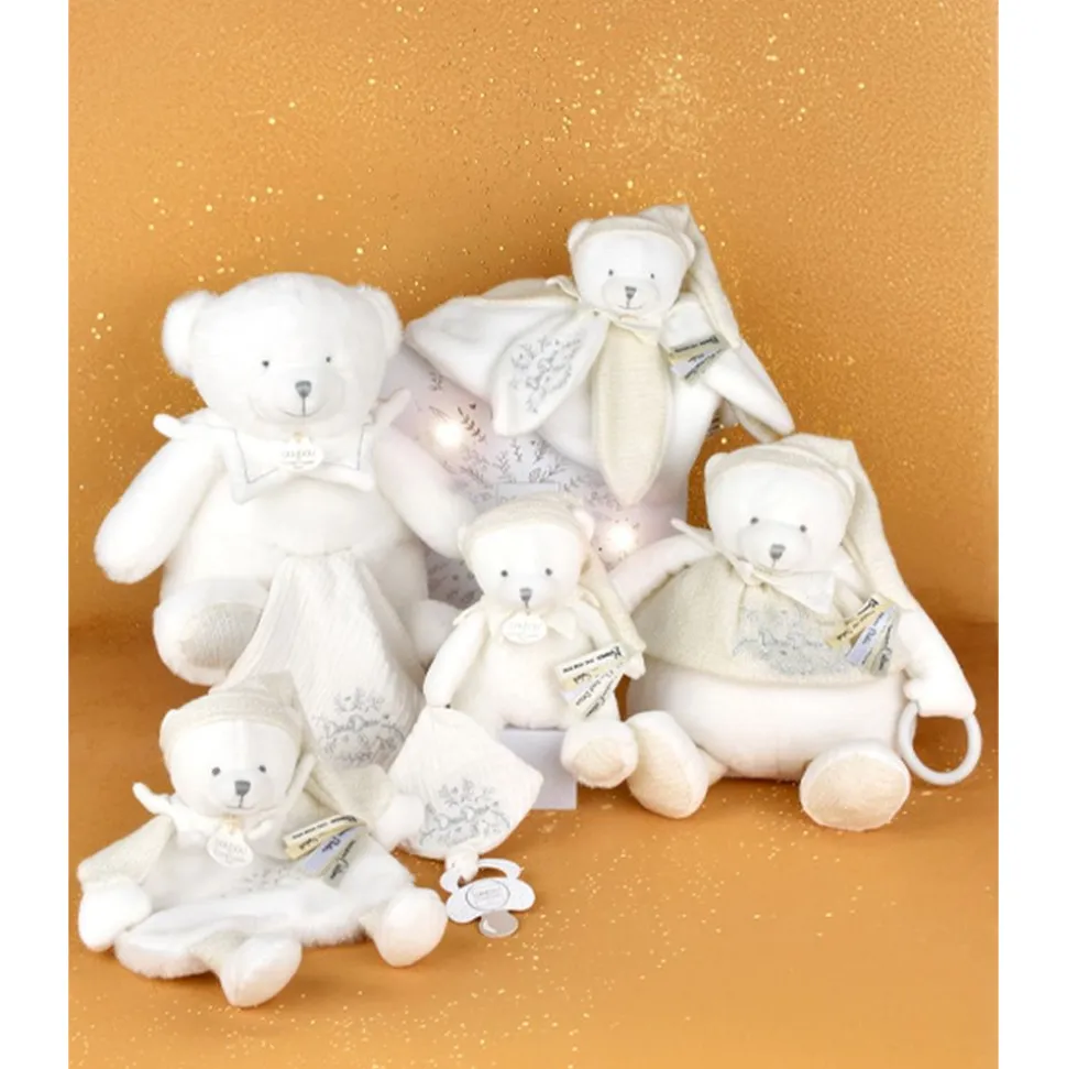 Doudou plat ours cape 25 cm blanc