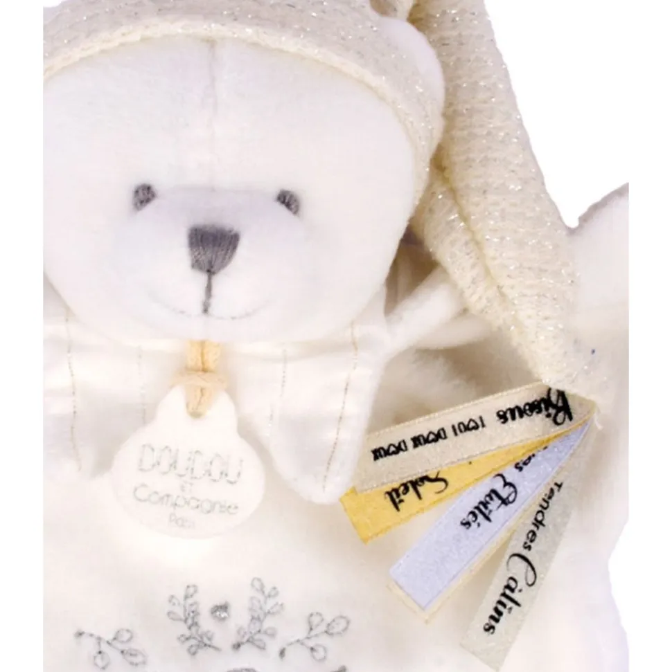 Doudou plat ours cape 25 cm blanc