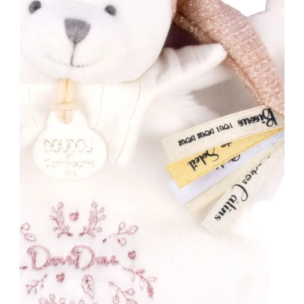 Doudou plat ours cape 25 cm rose