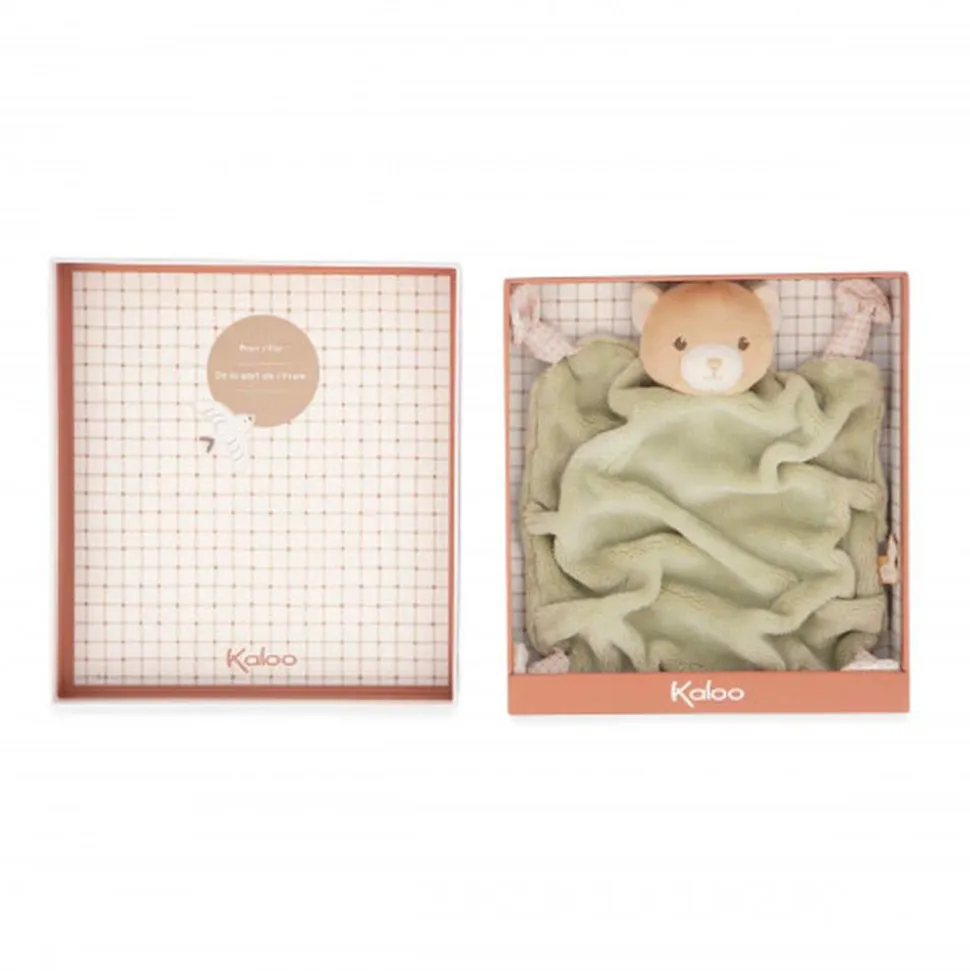 Doudou plat ours vert 24 cm