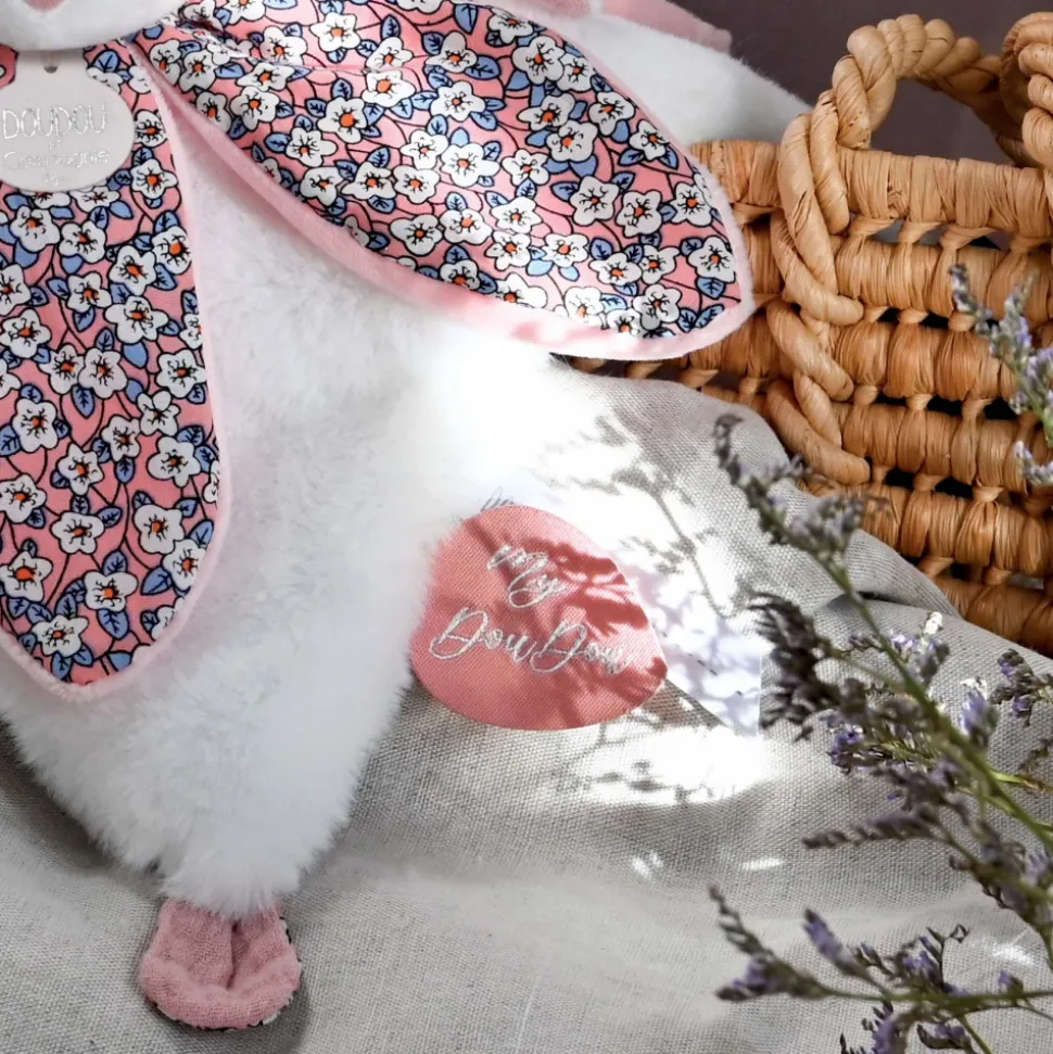 Doudou pétale boh'aime lapin rose