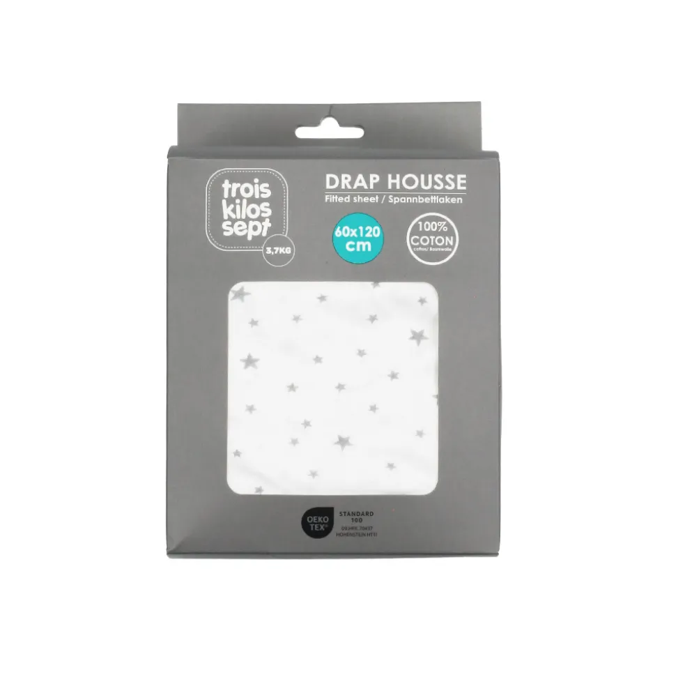 Drap housse 70*140 - etoiles blanc