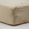 Drap housse taupe 70 x 140 cm double gaze