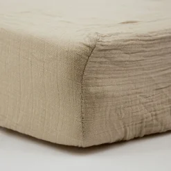 Drap housse taupe 70 x 140 cm double gaze