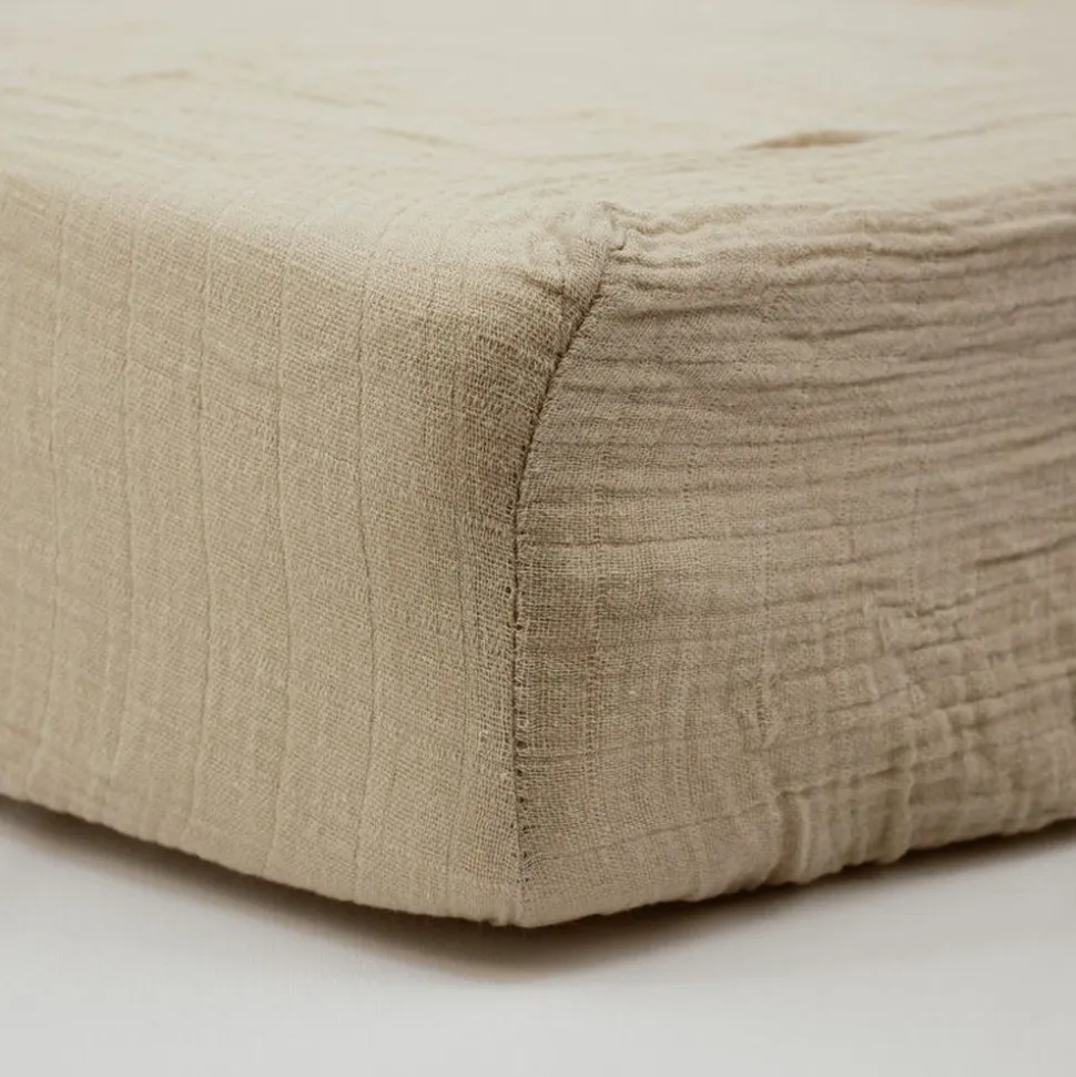 Drap housse taupe 60 x 120 cm double gaze