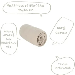 Drap housse taupe - 45x85x7cm
