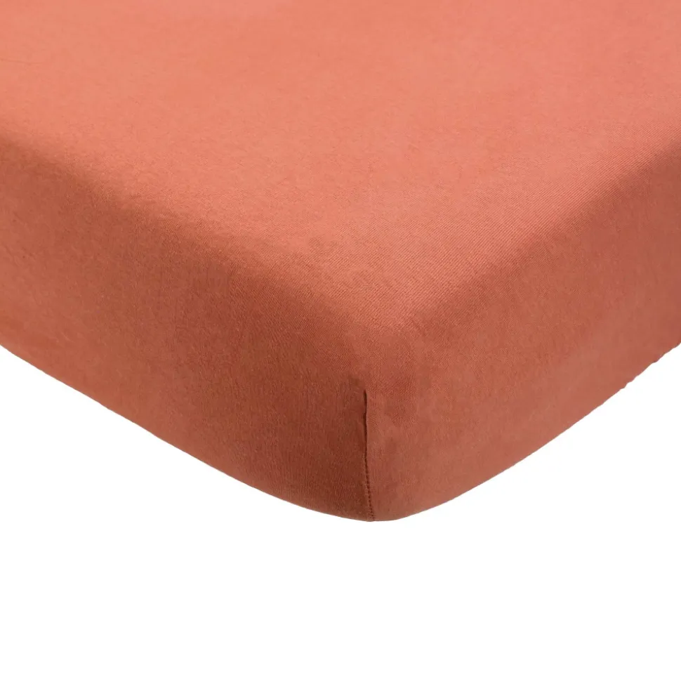 Drap housse terracotta 70 x 140 cm