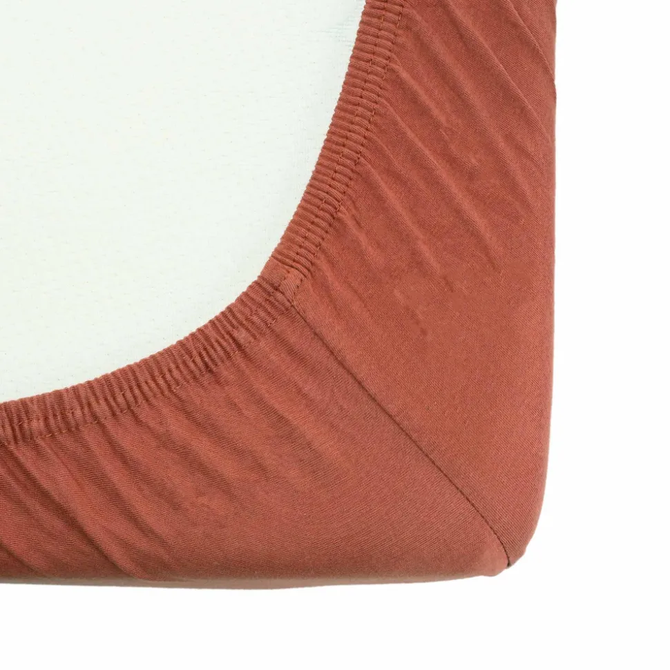 Drap housse terracotta 70 x 140 cm