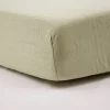 Drap housse vert mousse 60 x 120 cm double gaze