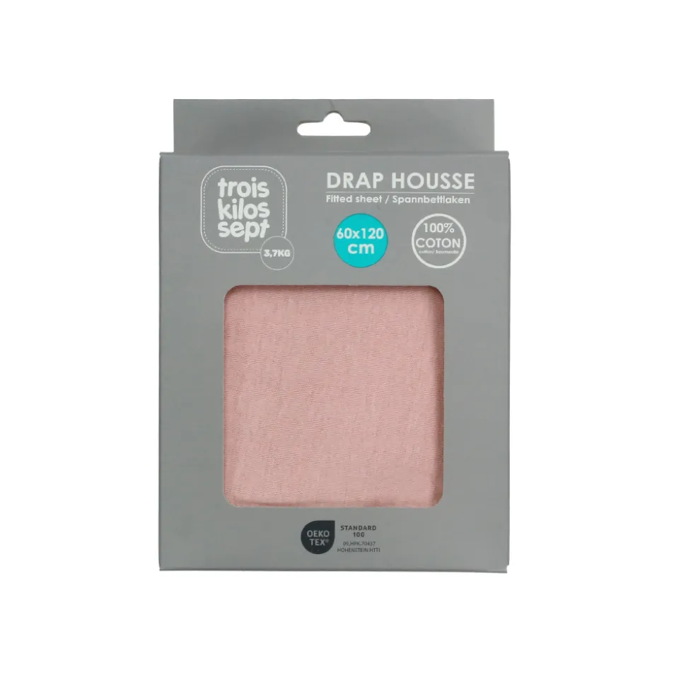 Drap housse vieux rose 70 x 140 cm