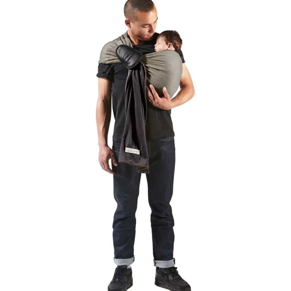 Echarpe de portage sans nœud - anthracite, olive (réversible)