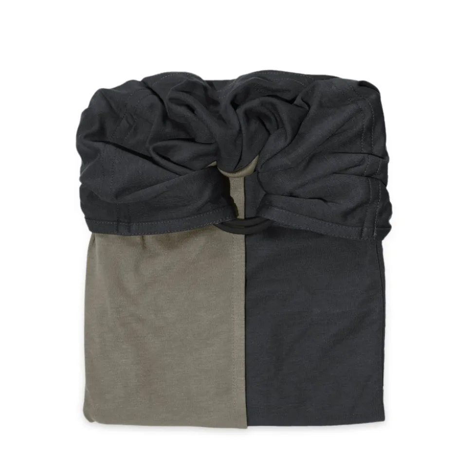 Echarpe de portage sans nœud - anthracite, olive (réversible)
