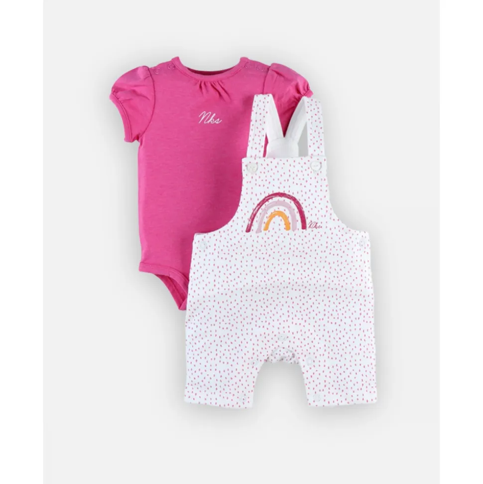 Ensemble bébé body et salopette arc en ciel 1 mois