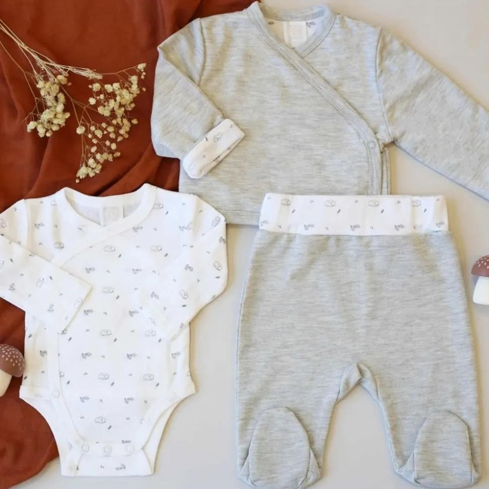 Ensemble naissance 3 pièces 1 mois - gris chiné