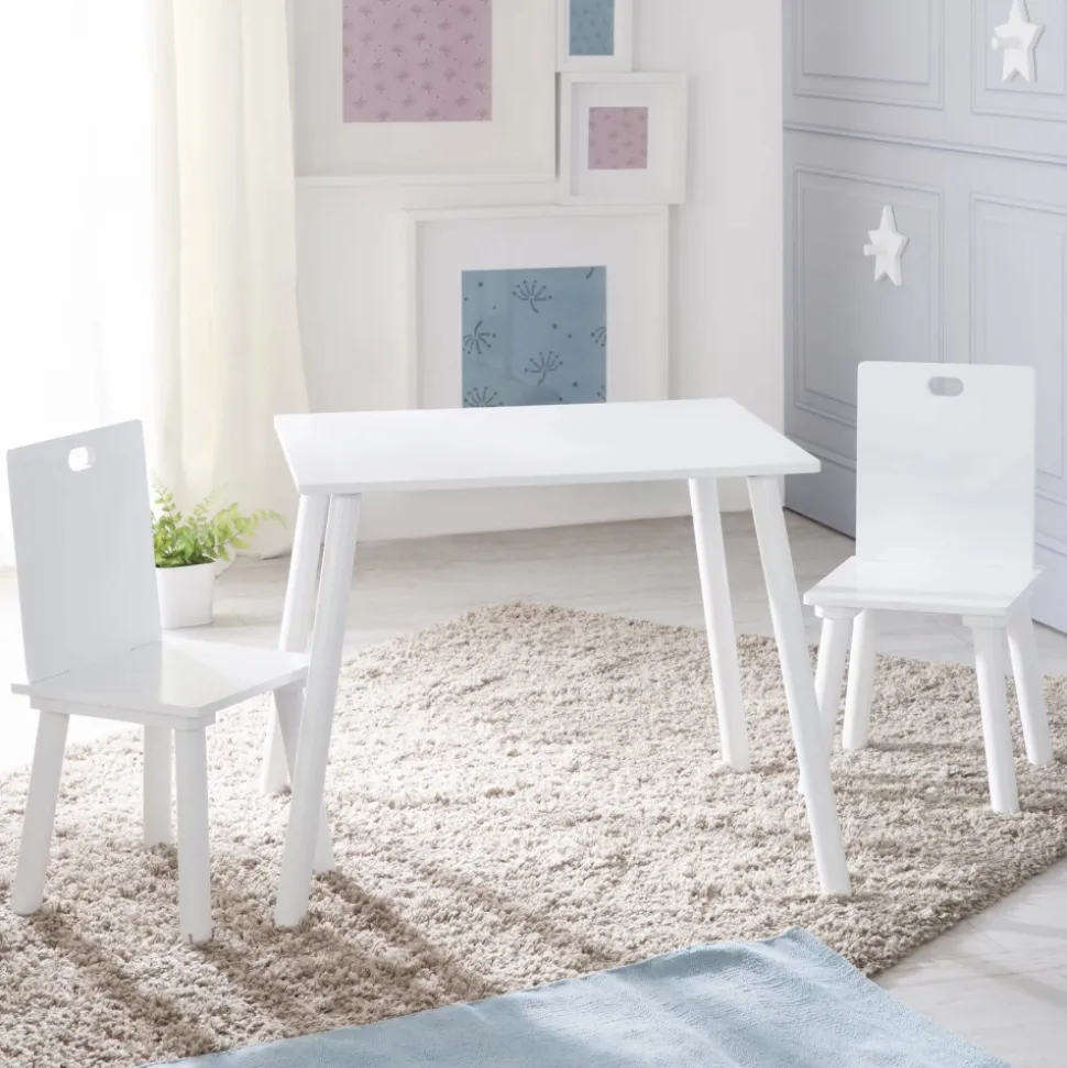 Ensemble table et chaises enfant blanc