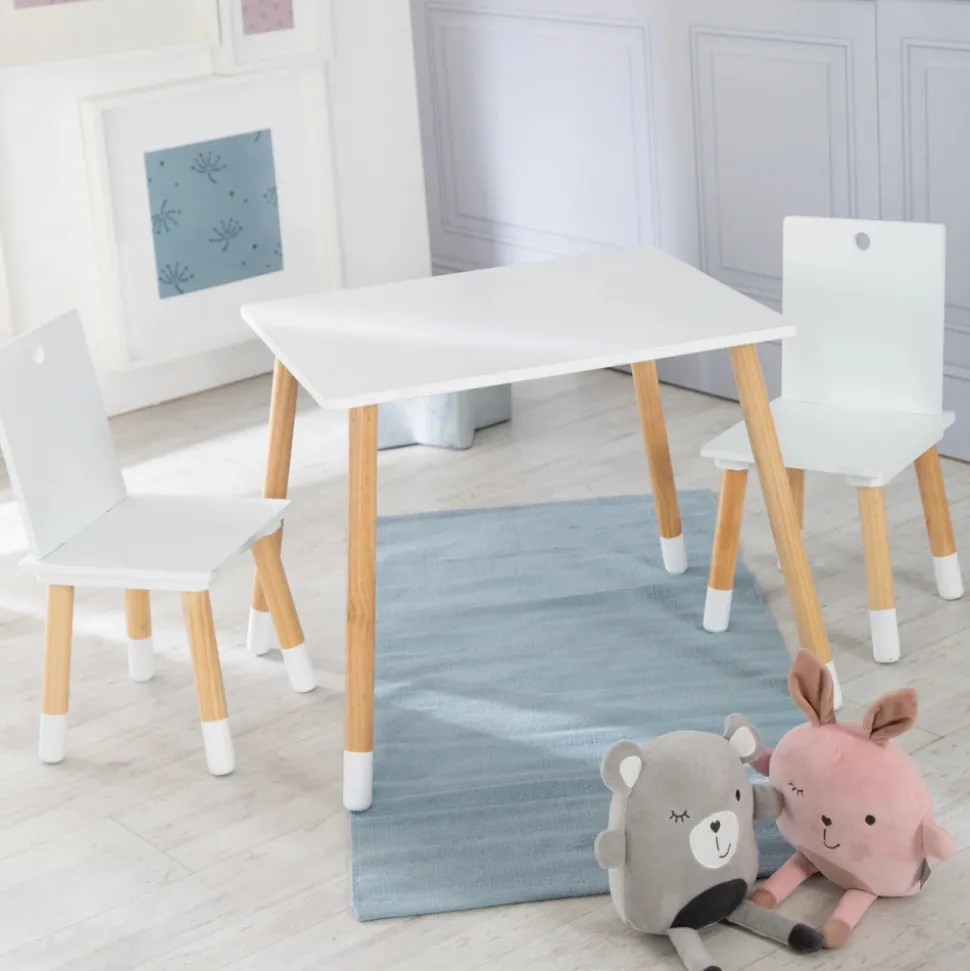 Ensemble table et chaises enfant blanc laqué