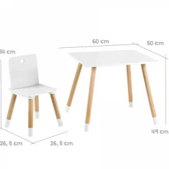 Ensemble table et chaises enfant blanc laqué