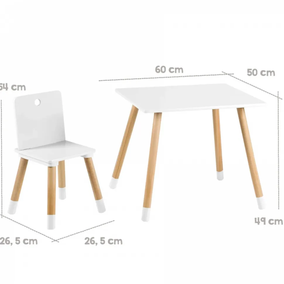 Ensemble table et chaises enfant blanc laqué