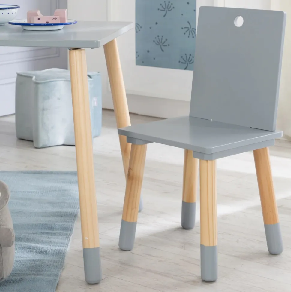 Ensemble table et chaises enfant gris laqué