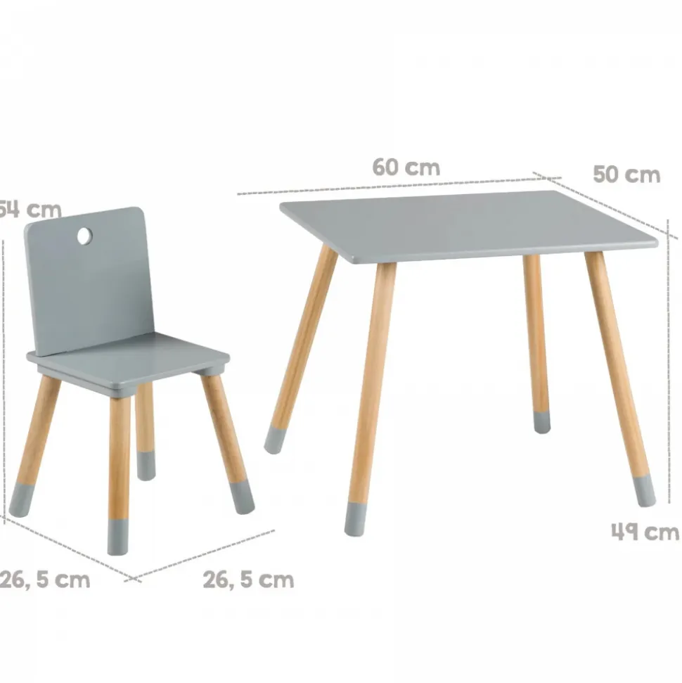 Ensemble table et chaises enfant gris laqué