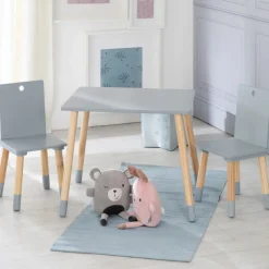 Ensemble table et chaises enfant gris laqué