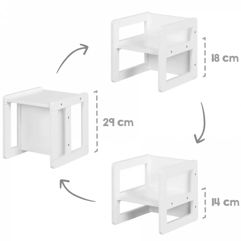 Ensemble tabouret et banc enfant réversible blanc