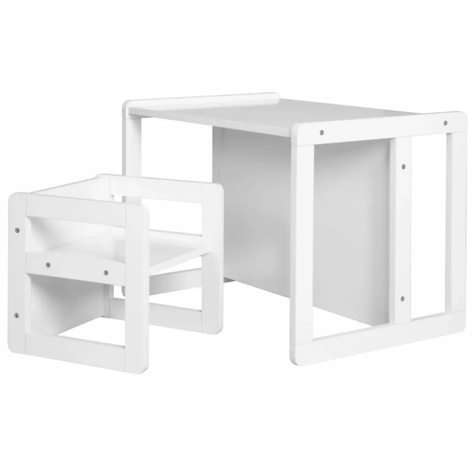 Ensemble tabouret et banc enfant réversible blanc