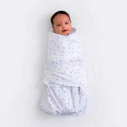 Gigoteuse d'emmaillotage été sleepsack 3-6 mois midnight moons blue