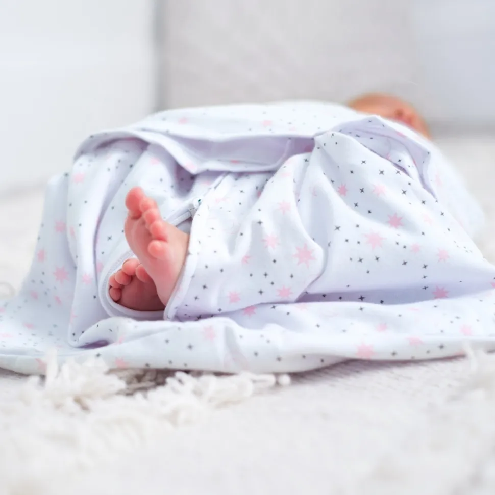 Gigoteuse d'emmaillotage été sleepsack 0-3 mois midnight moons pink
