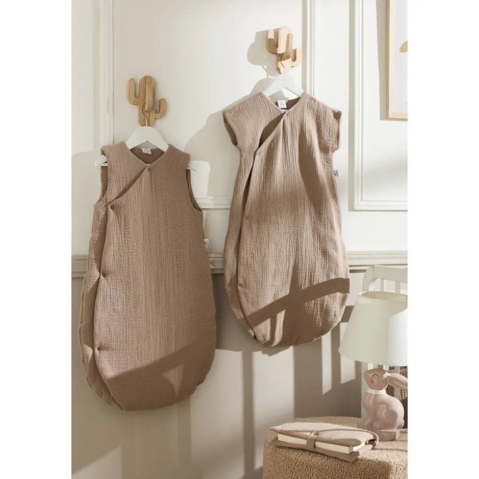 Gigoteuse d’été forme kimono double gaze mocha