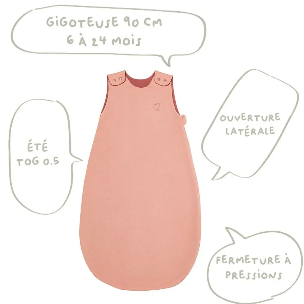 Gigoteuse 2ème âge été rosée coeur - 90cm