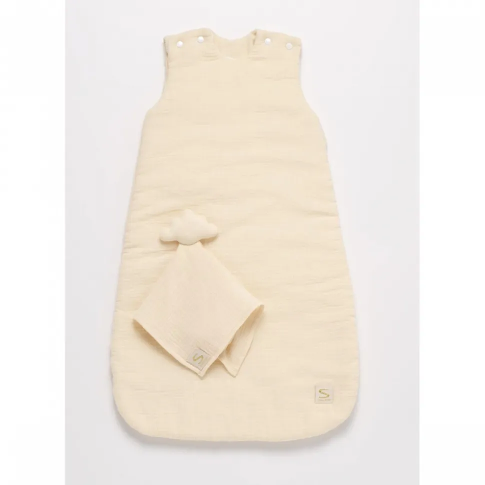 Gigoteuse 0-6 mois avec doudou mouchoir uni vanilla