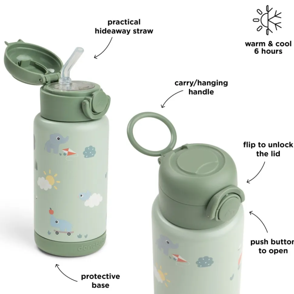 Gourde à paille isotherme playground vert 340 ml