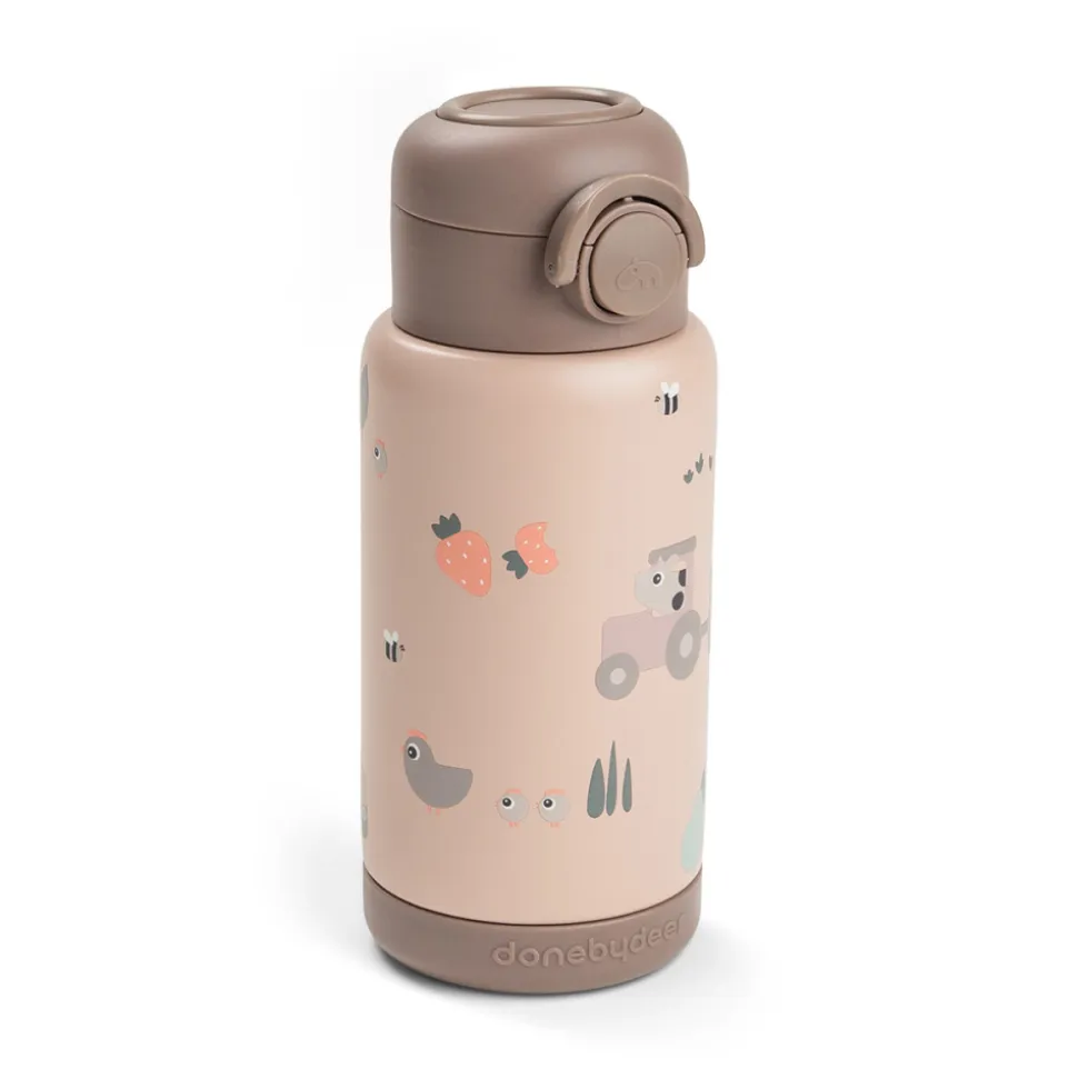 Gourde à paille isotherme tiny farm rose 340 ml