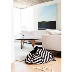 Grand sac à jouets / tapis de jeu 2 en 1 stripes black