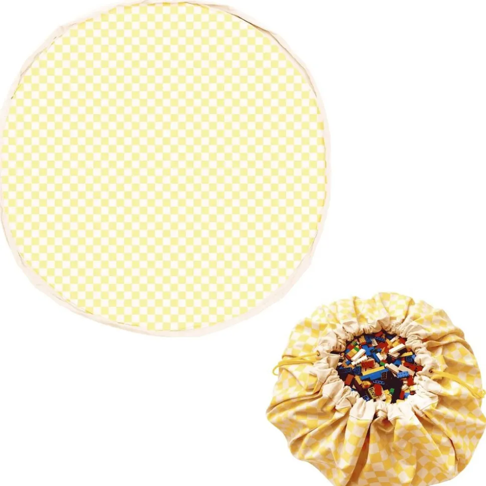 Grand sac à jouets / tapis de jeu 2 en 1 vichy yellow