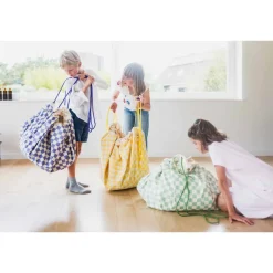 Grand sac à jouets / tapis de jeu 2 en 1 vichy yellow