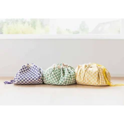 Grand sac à jouets / tapis de jeu 2 en 1 vichy yellow