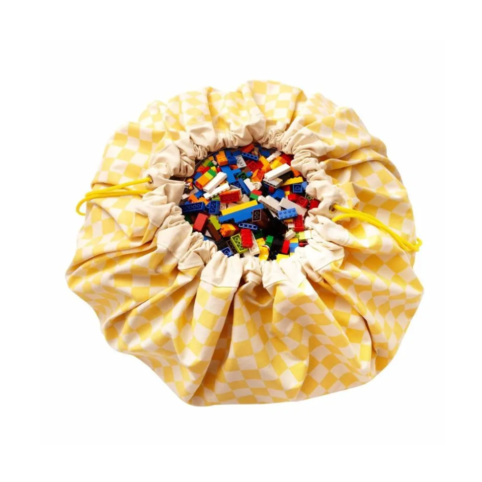 Grand sac à jouets / tapis de jeu 2 en 1 vichy yellow