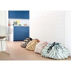 Grand sac à jouets / tapis de jeu 2 en 1 stripes green
