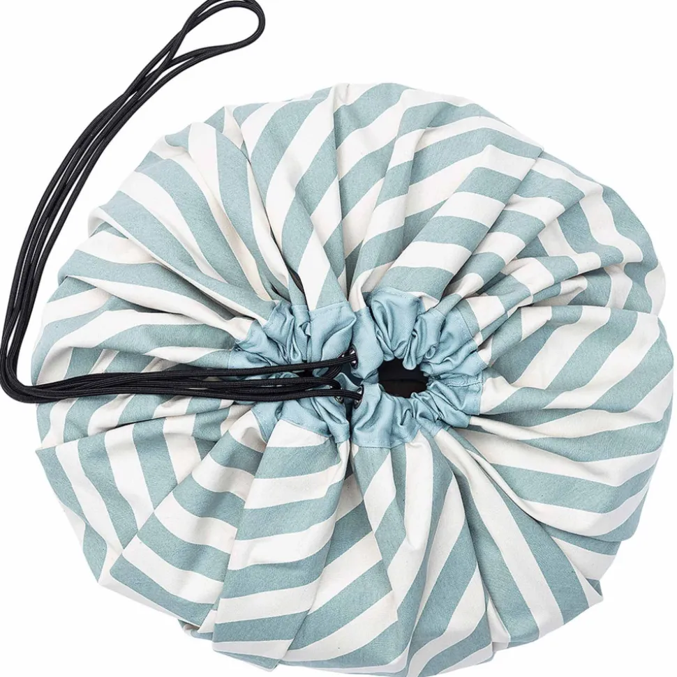 Grand sac à jouets / tapis de jeu 2 en 1 stripes green